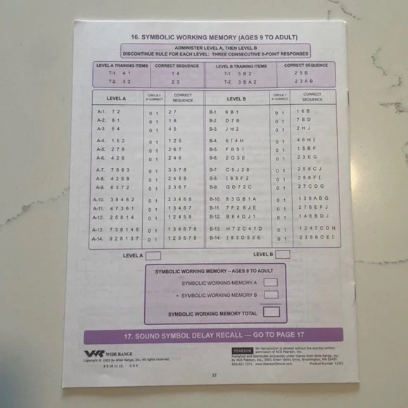 WRAML2 Examiner Forms (Print) | Qty 3 | Pearson - Picture 3 of 3